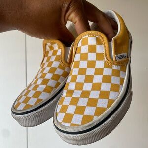 Yellow checkered Vans kids size 12
